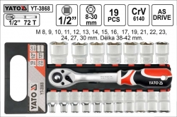 Gola sada  YATO  19 dílů 1/2&quot; bez kufru  YT3868 