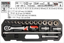 Gola sada  YATO  18 dílů 1/2&quot;  YT3870 