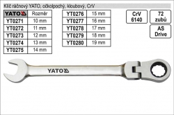 Ráčnový klíč očkoplochý kloubový 11mm YATO YT0272 